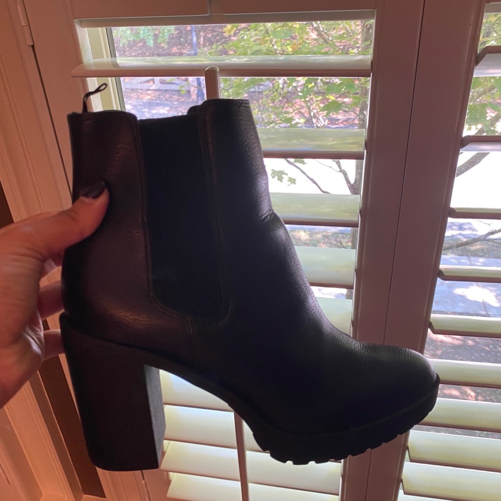 Black chunky ankle boots